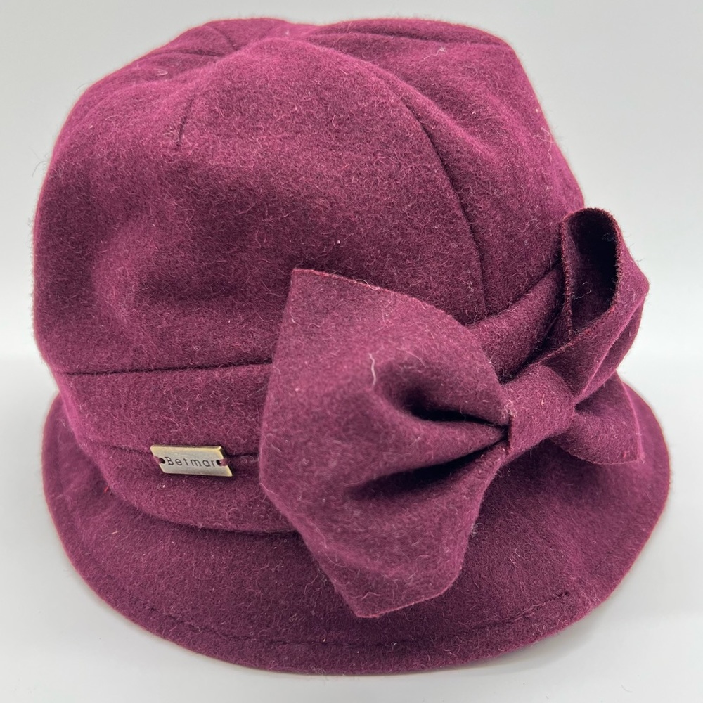 Betmar Bow Ribbon Bucket Hat Maroon Red New with Tags